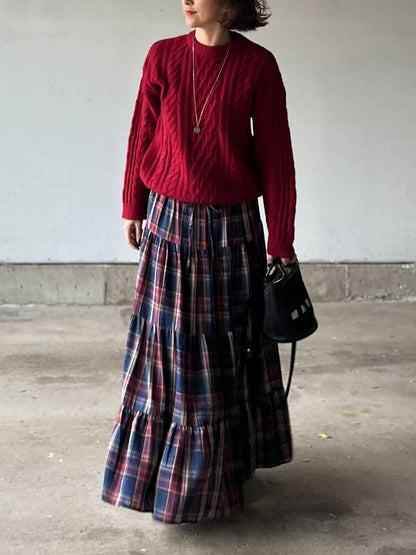 くすみタータンチェックティアードスカート