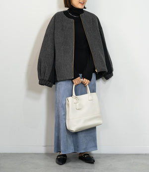 メランジ切替ノーカラーコート