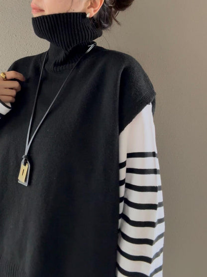 タートルネックスリットベスト