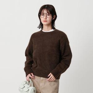 フォックスカシミヤブレンド クルーネックニットプルオーバー