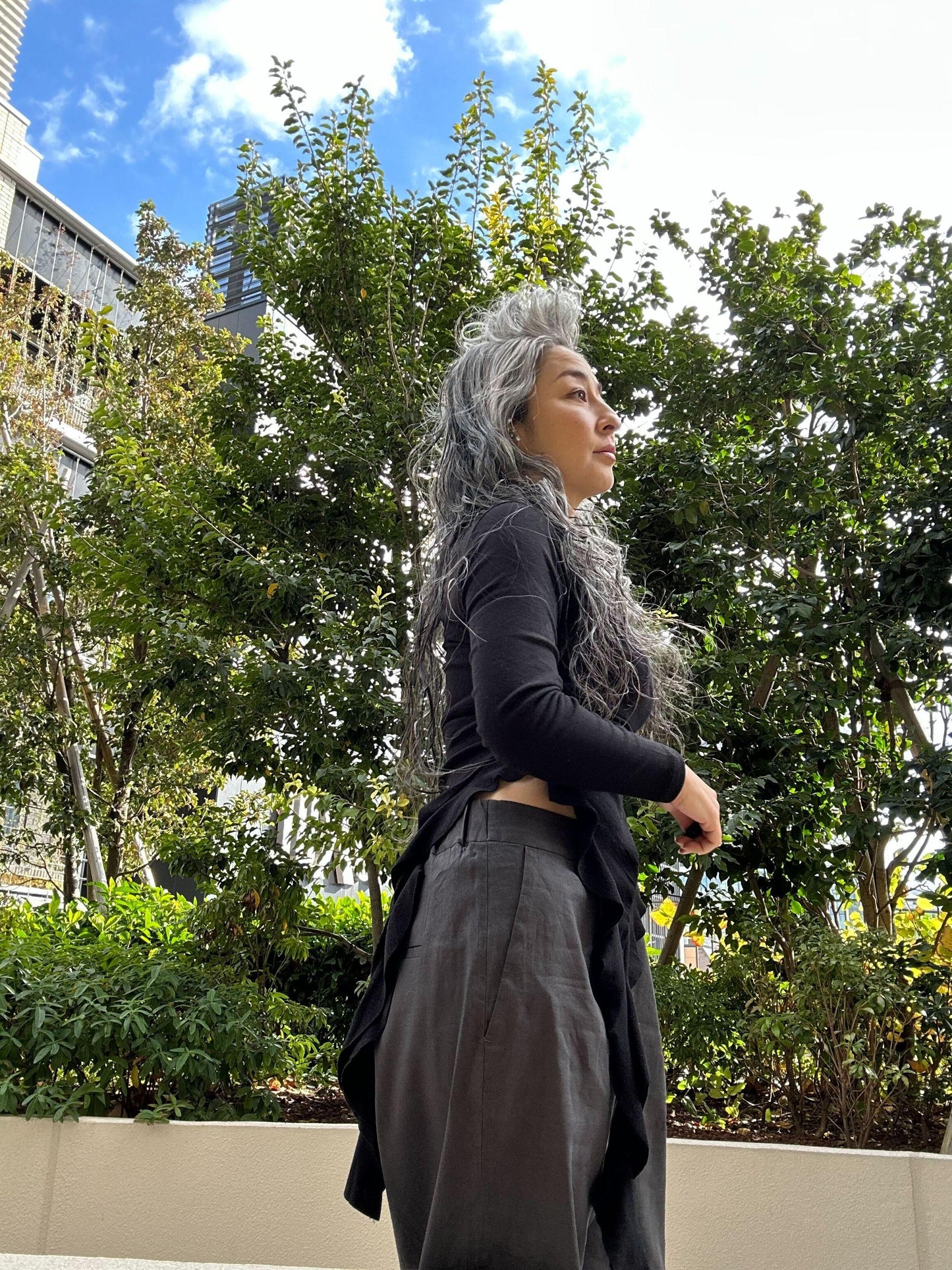 アシンメトリーギャザー デザイントップス