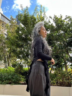 アシンメトリーギャザー デザイントップス