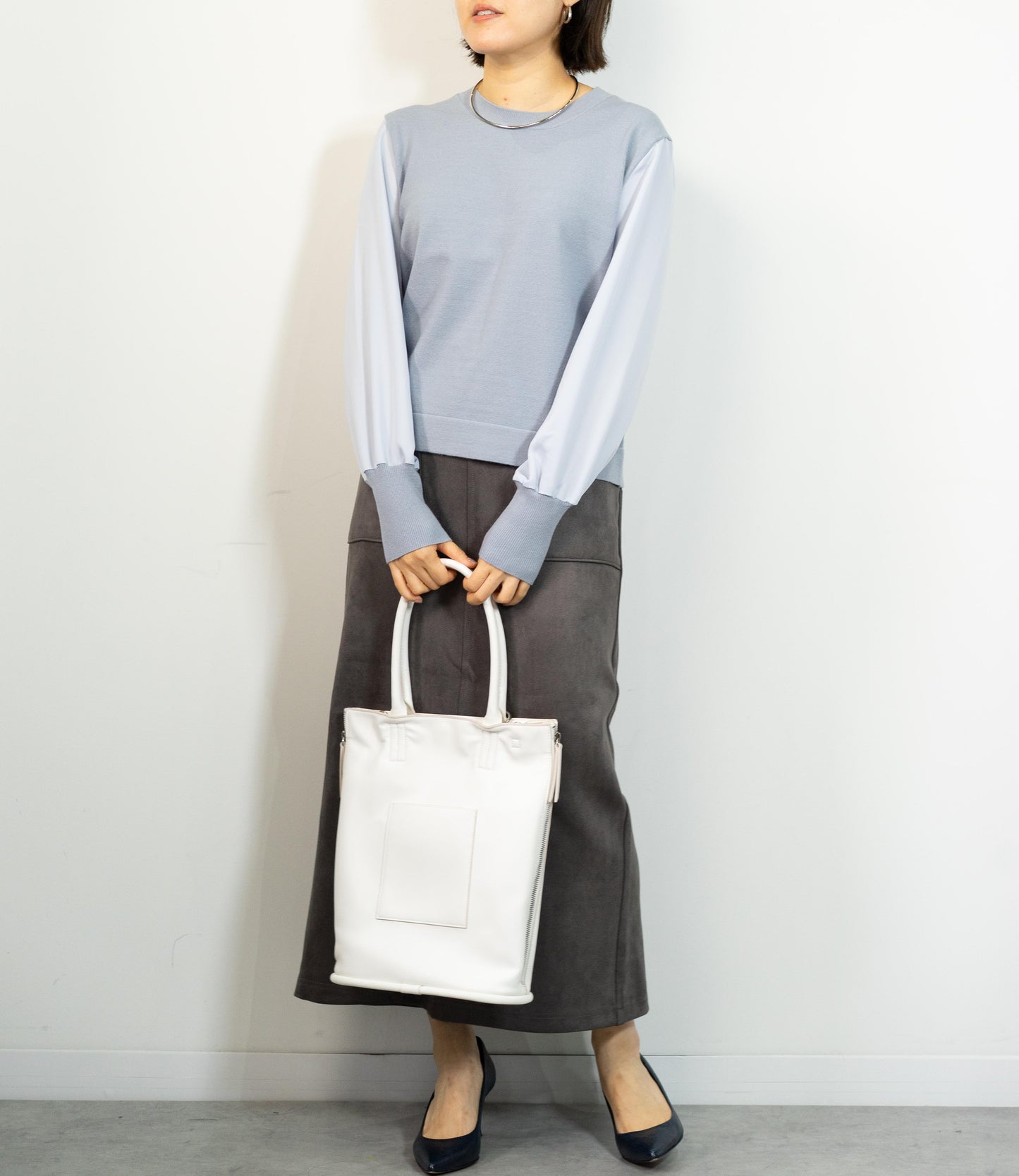 布帛切り替えコンパクトニット