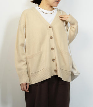 カシミアライクバイカラーカーディガン