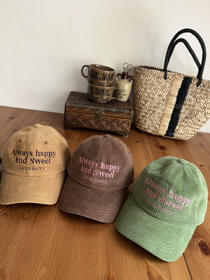 コーデュロイ刺繍ロゴキャップ