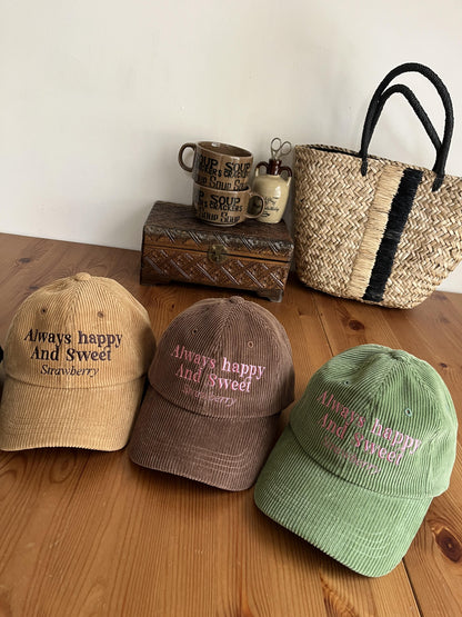 コーデュロイ刺繍ロゴキャップ
