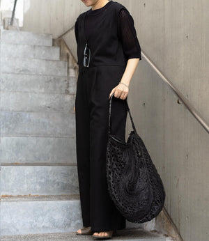 リネンミックスVネックオールインワン