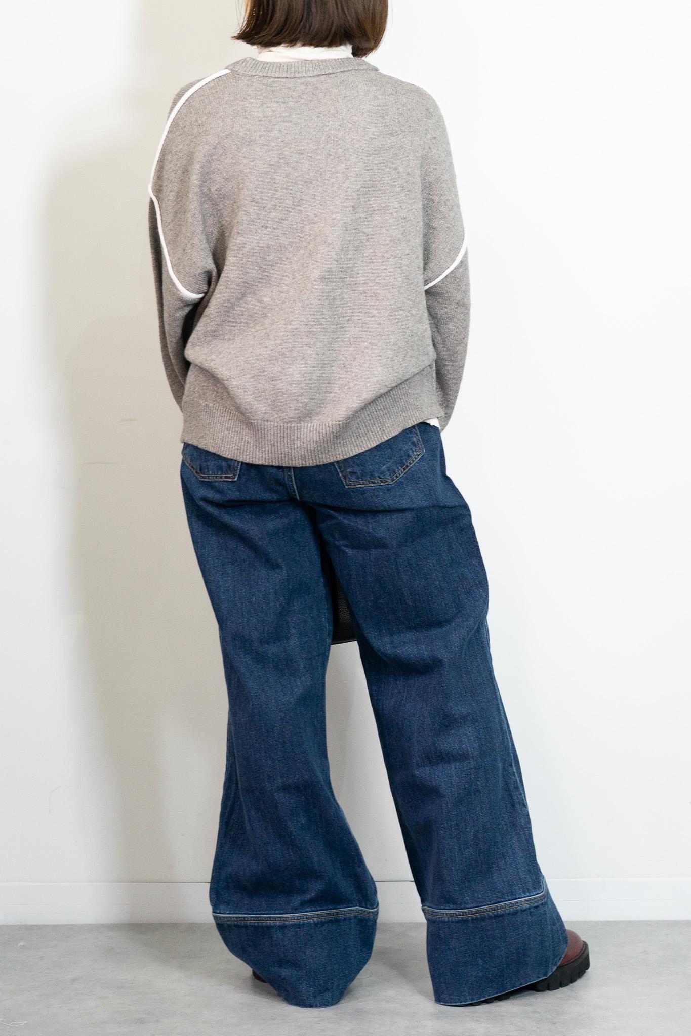 バイカラーラインニット