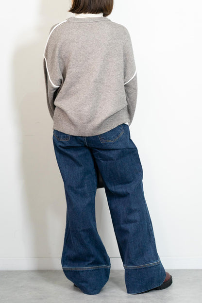 バイカラーラインニット