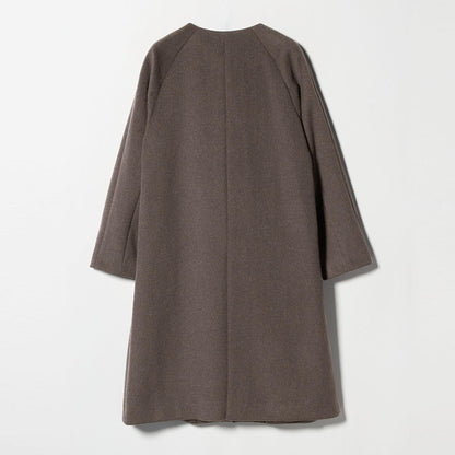 毛ナイロン ノーカラーコート