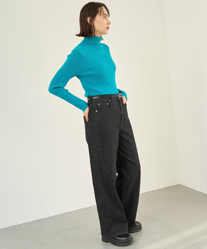 撥水 ワイドストレートデニム