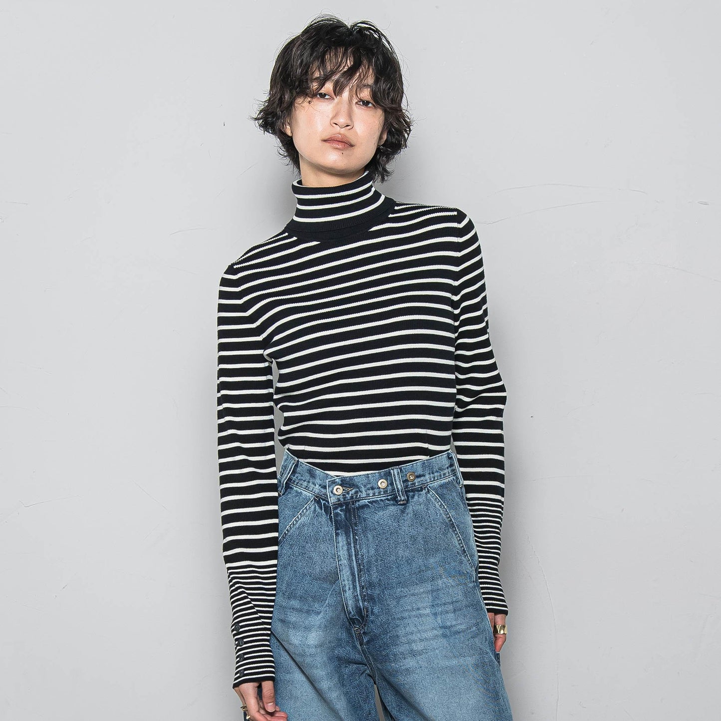 リブタートルニットプルオーバー≪手洗い可能≫