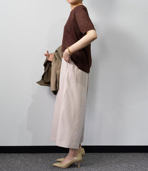 ラメニットハーフスリーブトップス