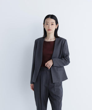 ウーステッドライクツイル SETUP ノーカラージャケット