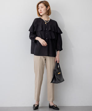 クリアトリコットジャージー フリルデザイン カットソー