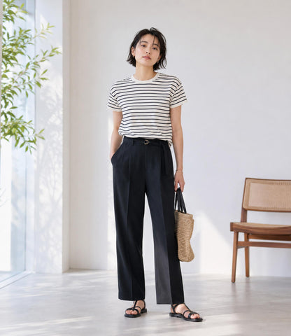 【UVカット・シワ防止・接触冷感】センタープレスタックストレートパンツ
