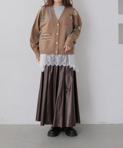 メッセージ刺繍カーディガン