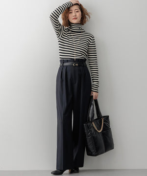 ウーステッドウール リブタートルネック ニット