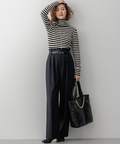 ウーステッドウール リブタートルネック ニット