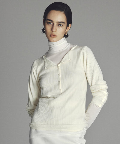 ハイゲージニット ヘンリーネックトップス