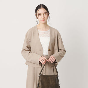 ポリエステルブレンド カラーレス ショートジャケット