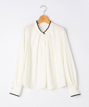 ウォッシャブルストレッチジョーゼットボウタイ風ブラウス