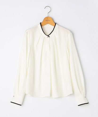 ウォッシャブルストレッチジョーゼットボウタイ風ブラウス