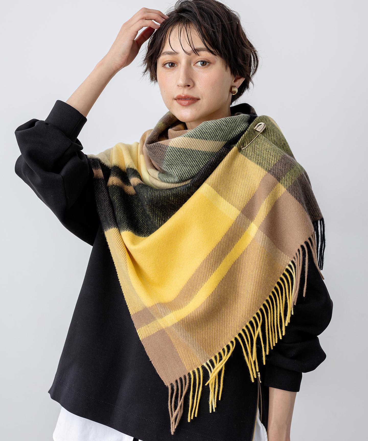 カシミヤ チェック ストール