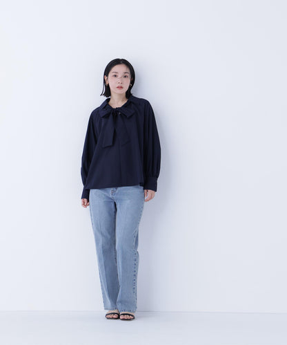 スキッパーリボンタイブラウス