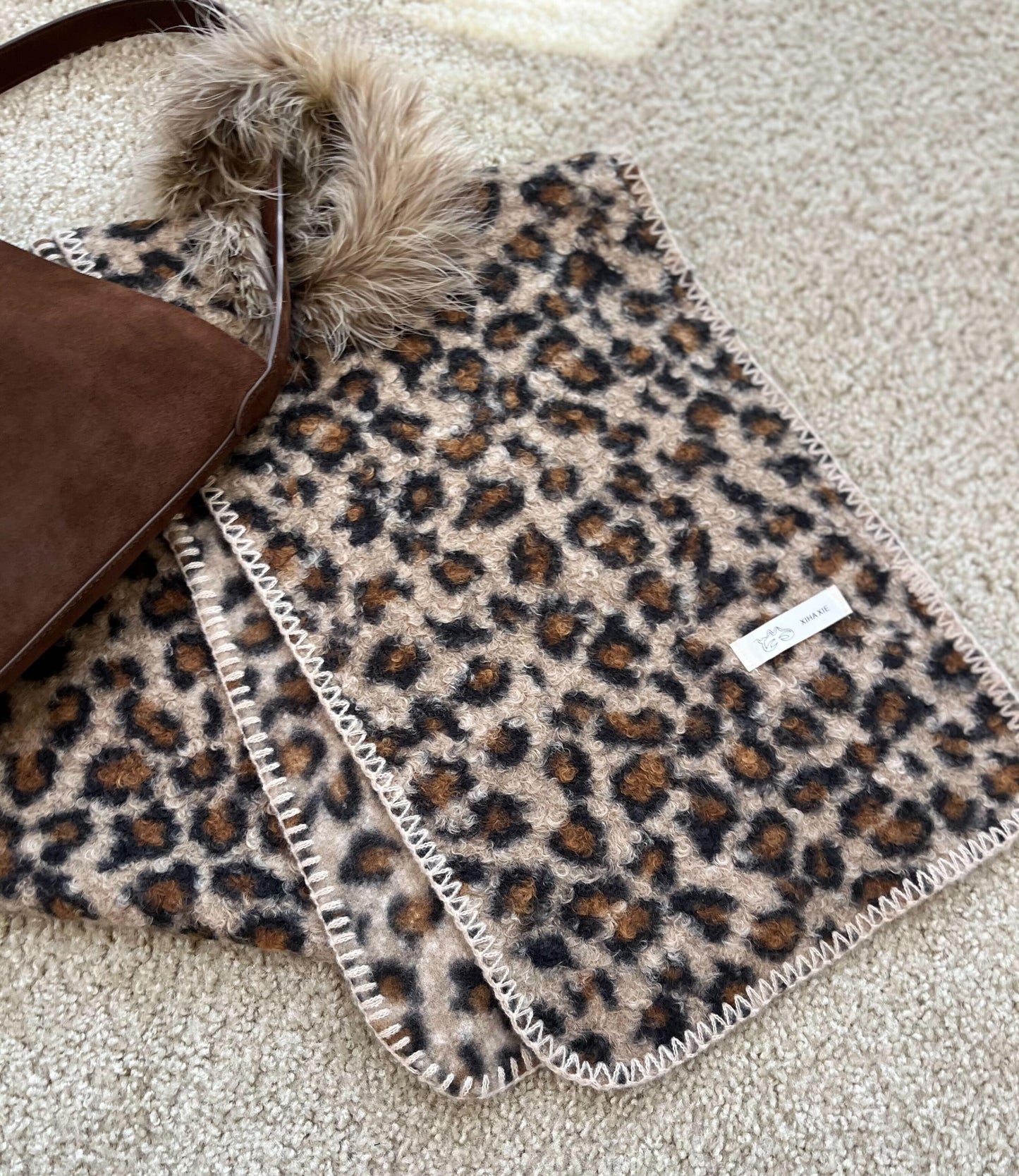 レオパード柄ボアマフラースカーフ