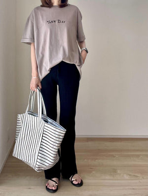 ストライプトートバッグ