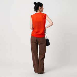 ウールナイロン シアーノースリーブニット