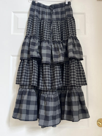 ブロックチェックティアードスカート
