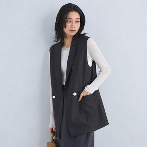 リネンライク ジレ -マシンウォッシャブル・ストレッチ-