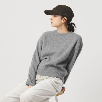 フォックスカシミヤブレンド クルーネックニットプルオーバー