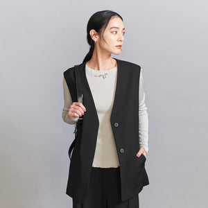 【WEB限定 Wardrobe DAILY MINIMAL】ダブルクロス リボンベルトジレ -ウォッシャブル-