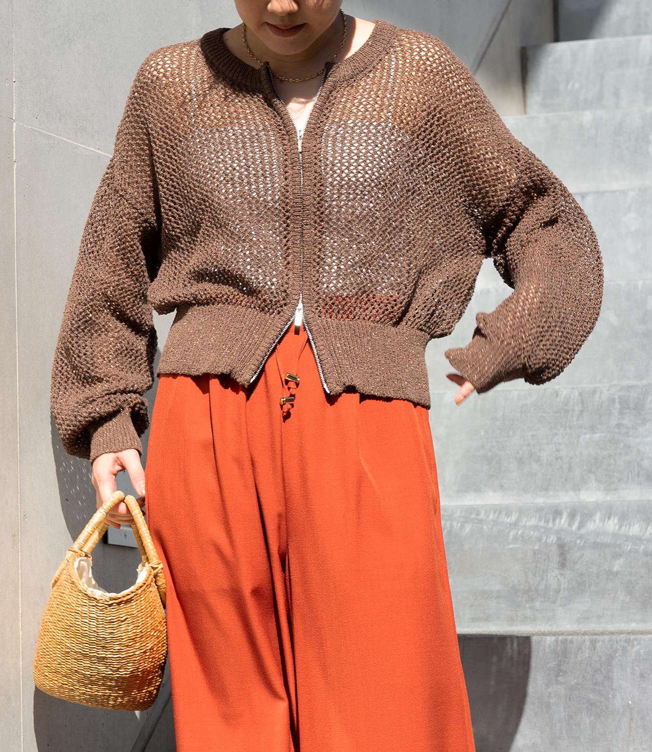 ダブルジップメッシュラメカーデブルゾン