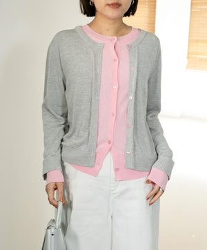 レイヤード風バイカラーカーディガン