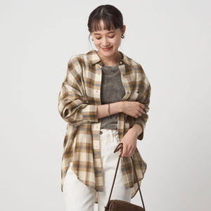 ［size SHORTあり］シアー チェック シャツ