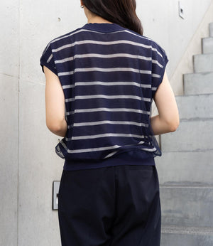 チュールレイヤードボーダーニット