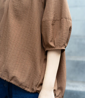 ストライプスキッパーパフブラウス