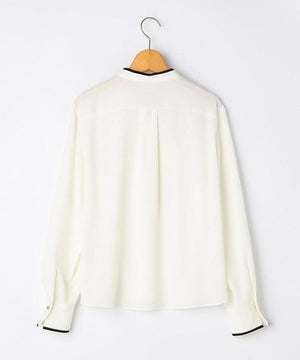 ウォッシャブルストレッチジョーゼットボウタイ風ブラウス