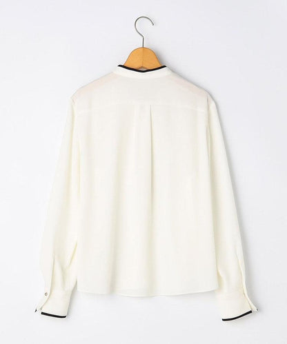 ウォッシャブルストレッチジョーゼットボウタイ風ブラウス