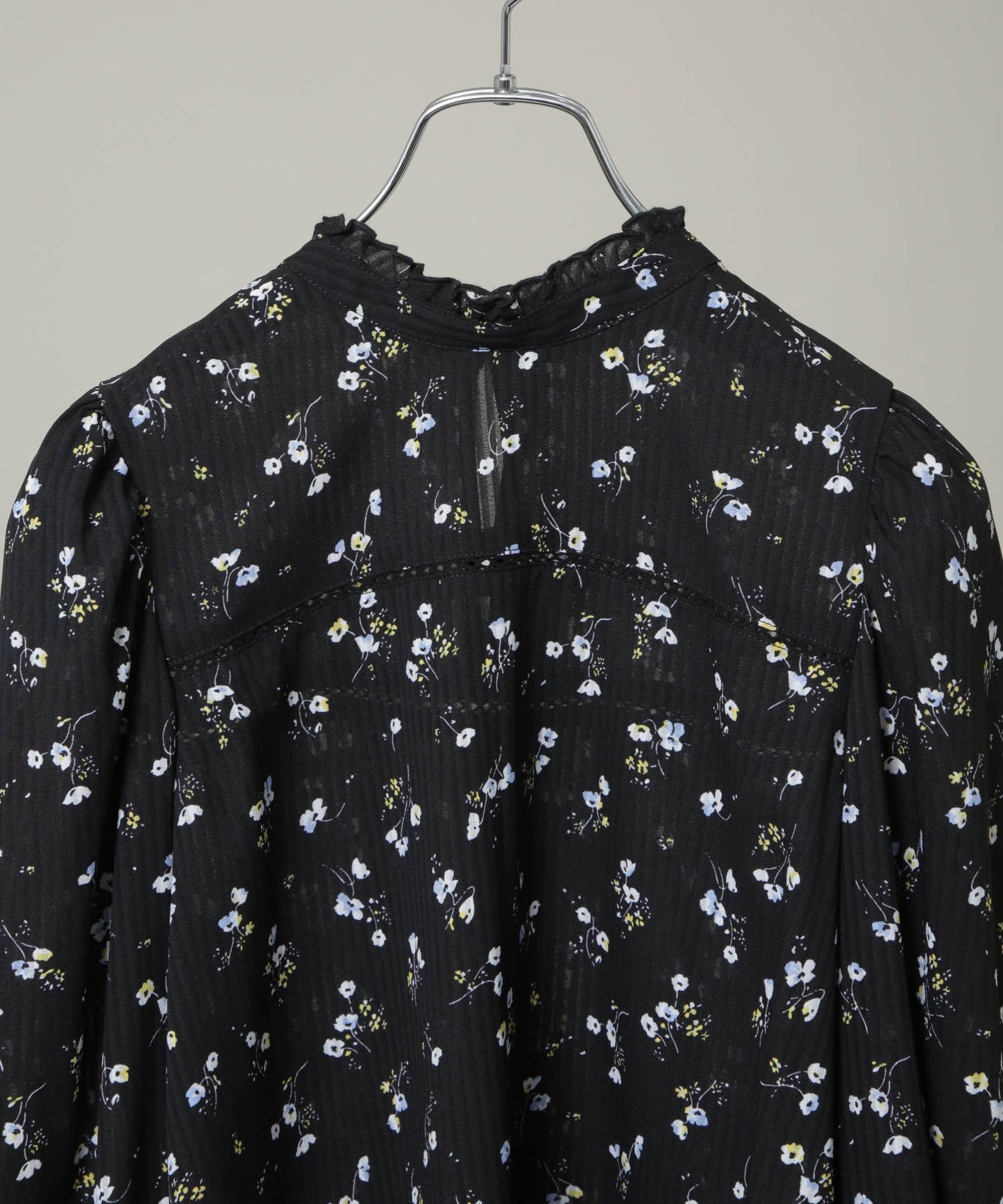 フラワープリントスタンドフリルブラウス(セットアップ可)