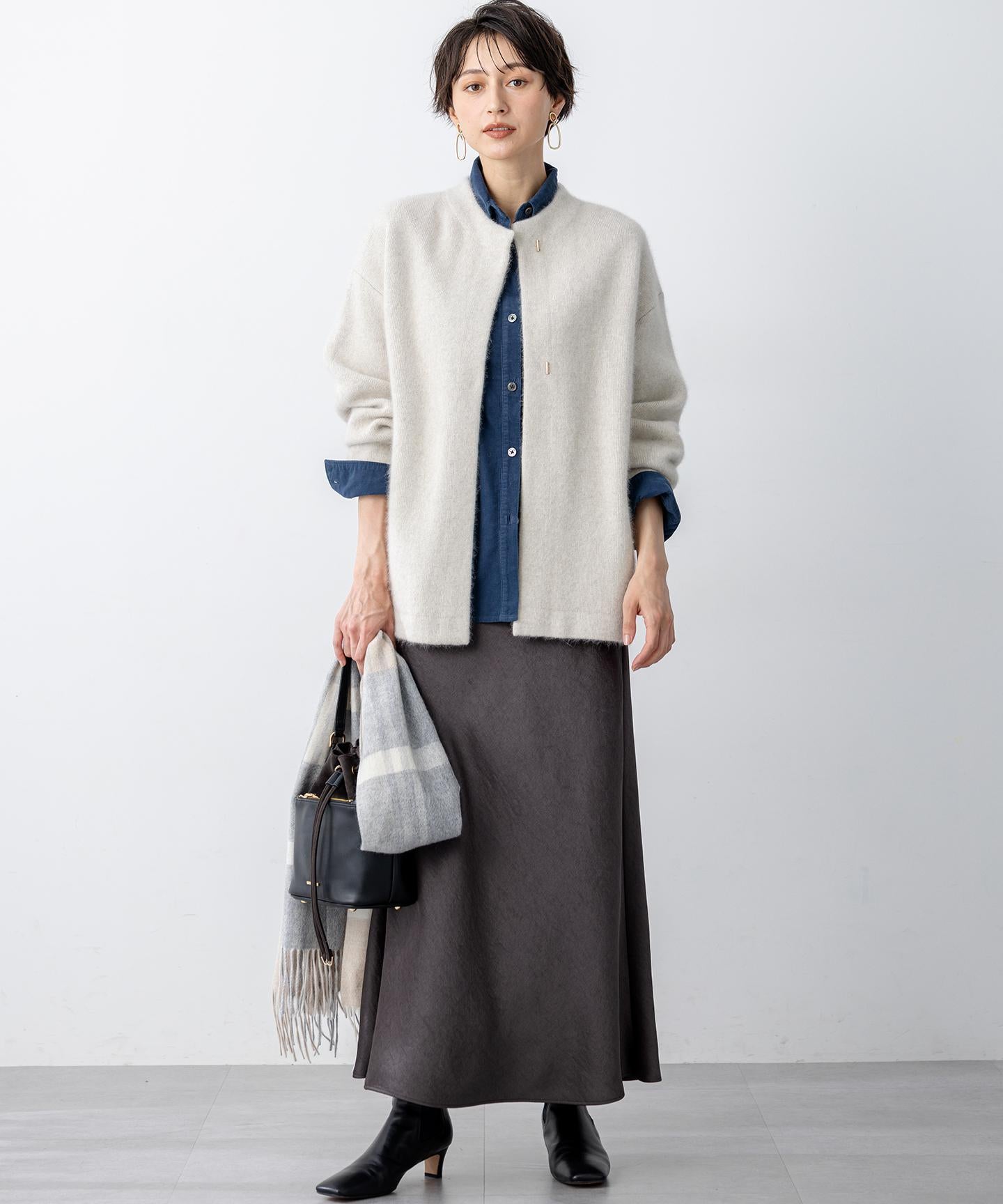 ラクーンブレンドダブルフェイス ニット アウター