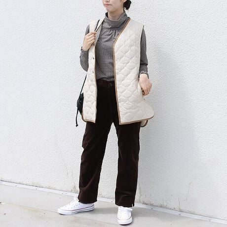 キルティングロングベスト