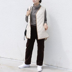 キルティングロングベスト