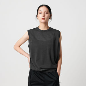 ウールナイロン シアーノースリーブニット