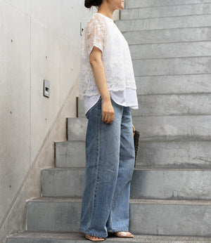 レースドッキングカットソートップス