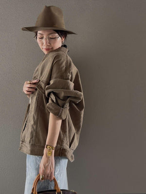 ノーカラーウォッシュブルゾン